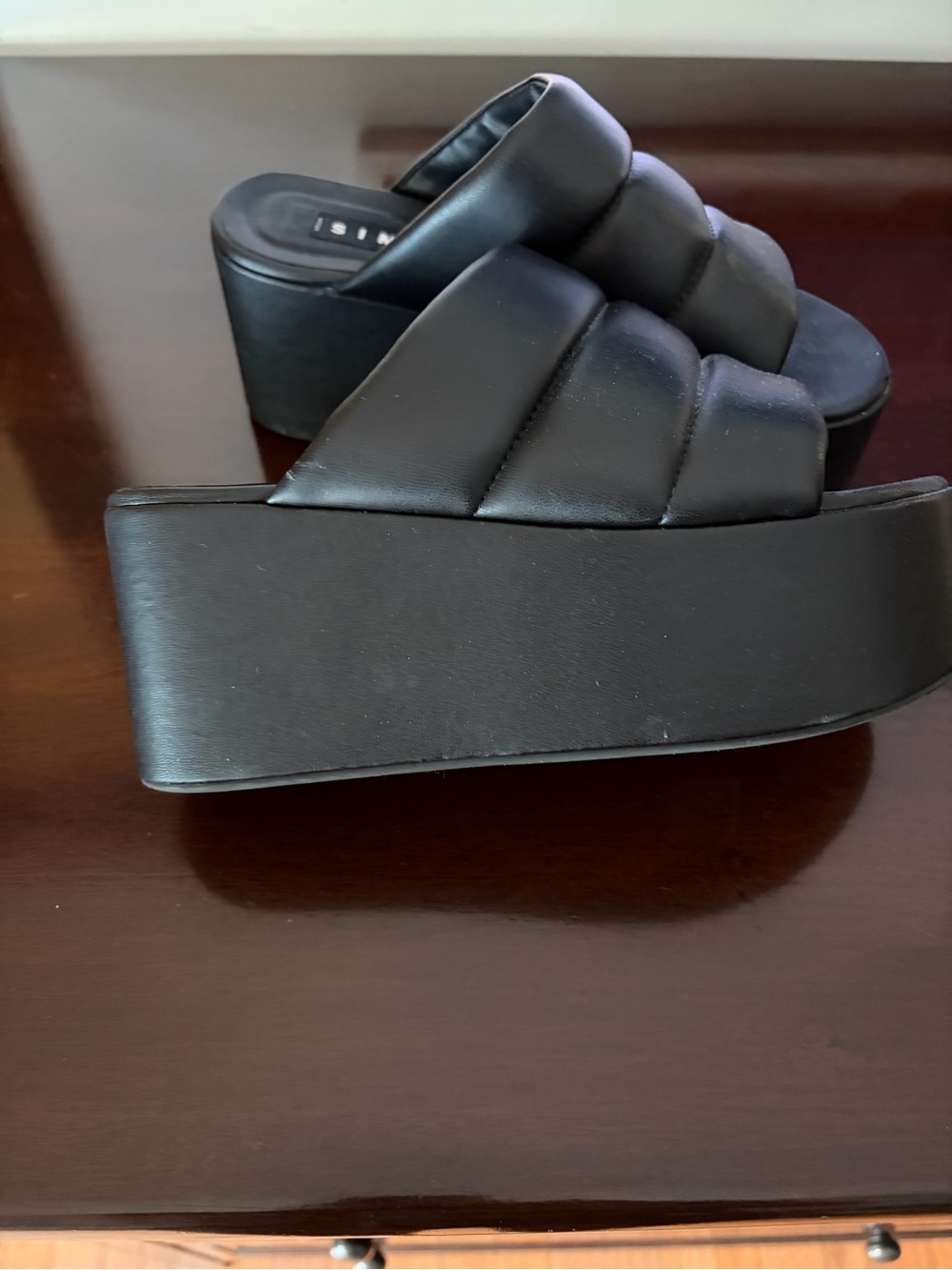 Simon Miller Black Padded Platform Slide Sandals